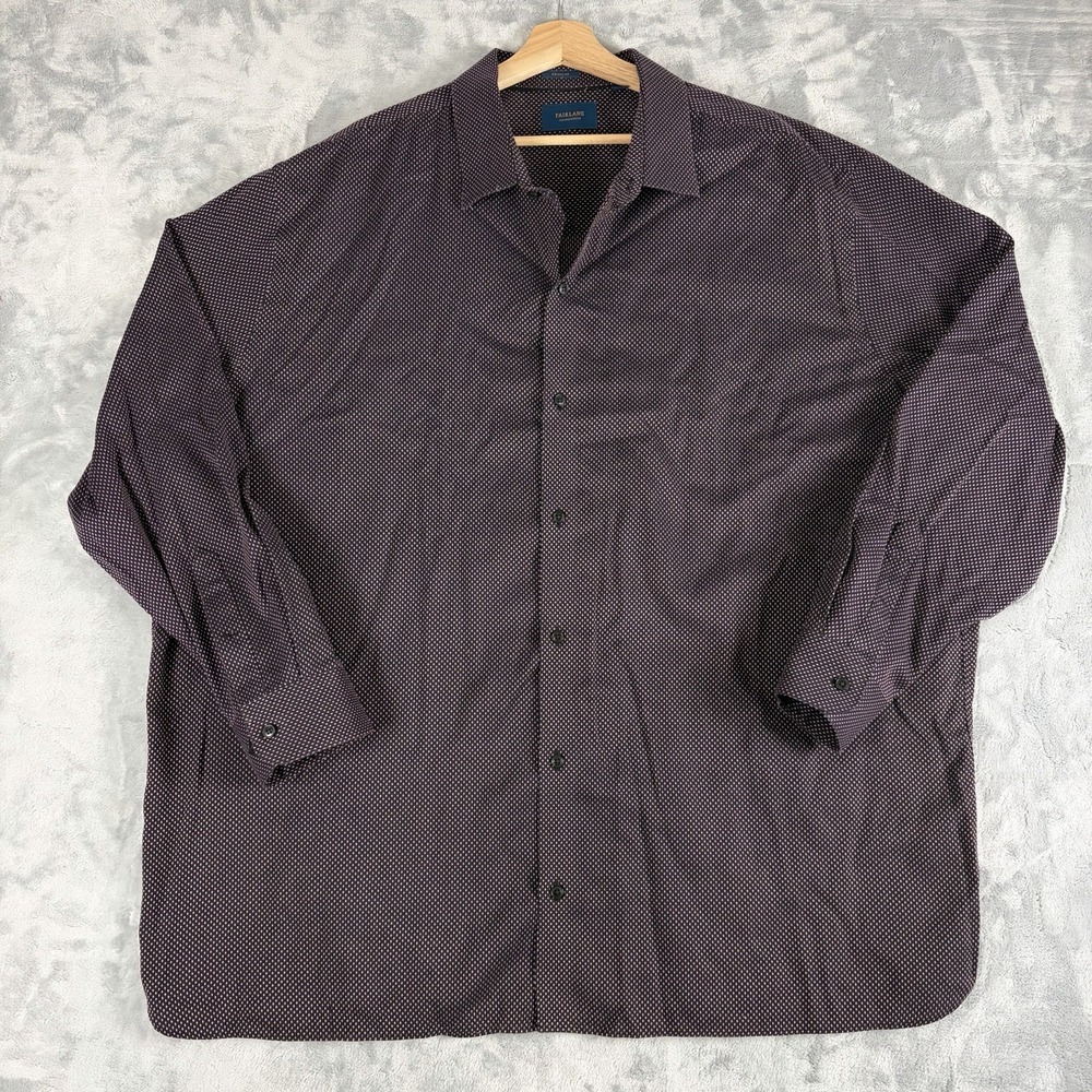 Fairlane Mens 3XL Non Iron Stretch Long Sleeve Button Up Shirt Red Black Dobby